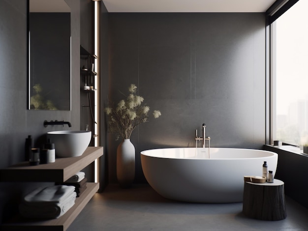 Tranquil minimalism bathroom with a spalike feel AI Generate