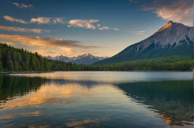 Photo tranquil mountain lake landscape