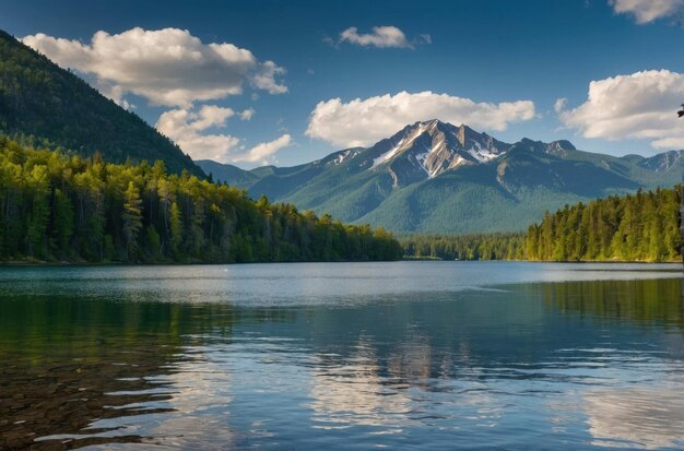 写真 静かな山の湖の風景