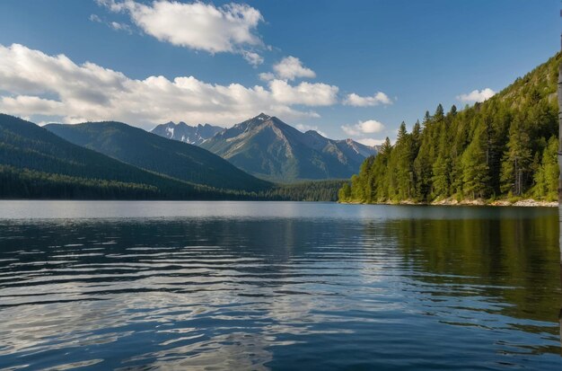 写真 静かな山の湖の風景