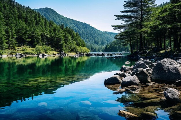 Tranquil Mountain Lake Scene