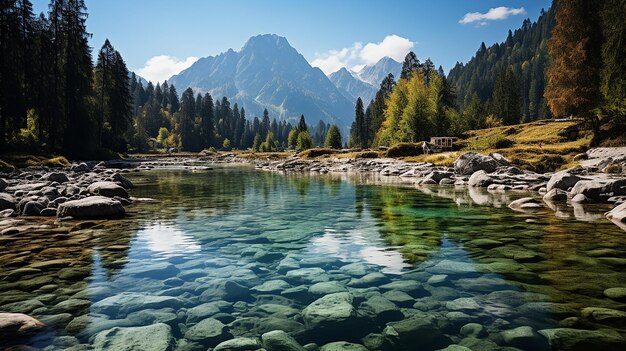 静かな山の湖