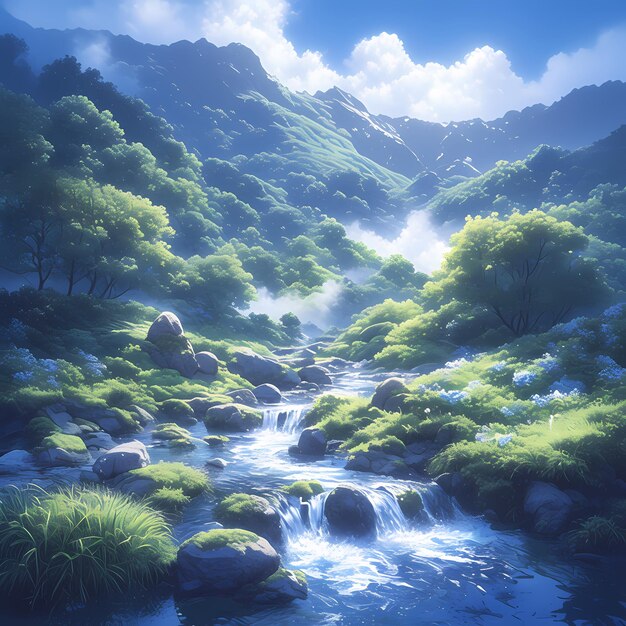 Tranquil Mountain Stream Perfect for Nature Lovers