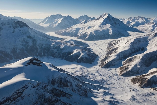 A tranquil mountain valley blanketed in a thick laye