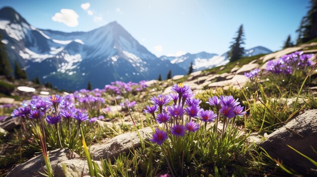 Foto fiori selvatici di montagna tranquilli