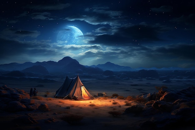 砂漠 の 上 の 静かな 夜空