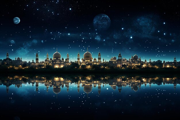 Foto notte tranquille, arte del ramadan