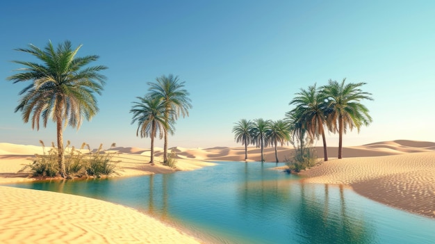 Tranquil oasis amidst the desert sands a welcome sight of lush greenery in barren surroundings