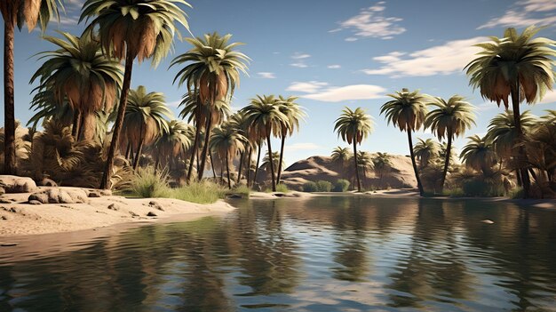 Photo tranquil oasis in the heart of the desert
