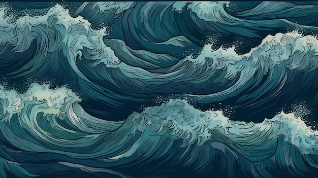 Tranquil ocean waves pattern