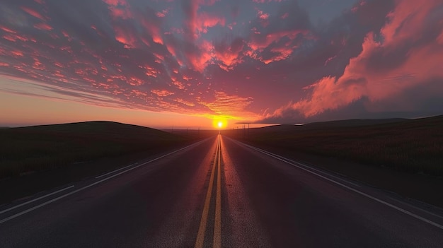 Tranquil Pathways Sunset Stroll on Deserted Roads