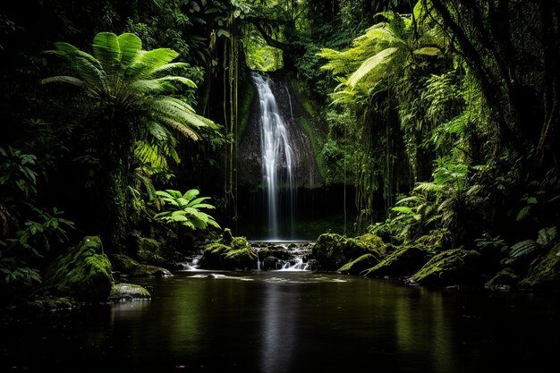 Tranquil Rainforest Waterfall