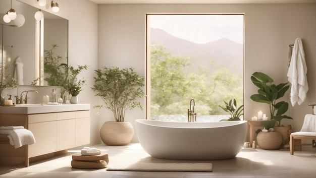 Photo tranquil retreat embracing serenity in the bathroom oasis