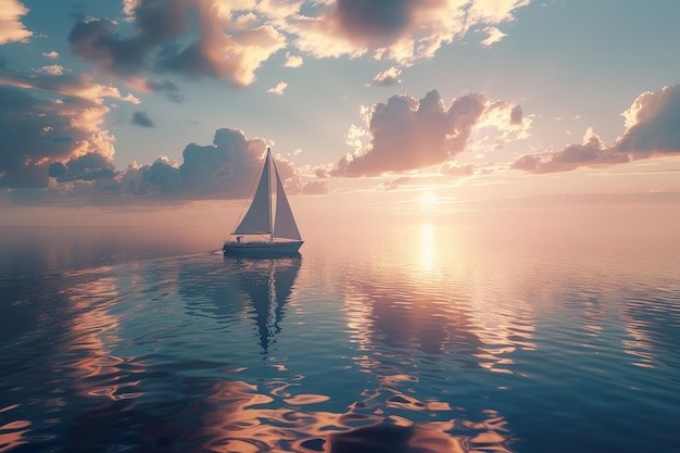 Photo tranquil sailboat drifting on a calm ocean