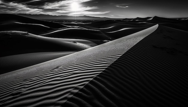 Tranquil sand dunes ripple in arid Africa generated by AI