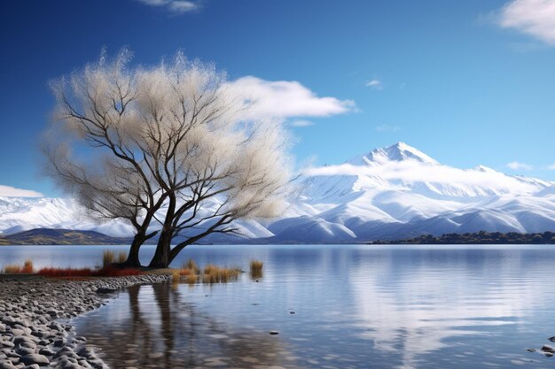 Tranquil scene of lake wanaka in new zealand with 00694 02