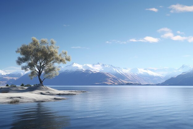 Tranquil scene of lake wanaka in new zealand with mountains