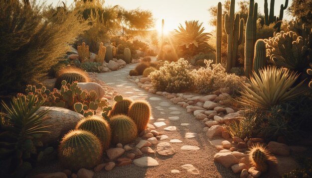 Tranquil scene of multi colored succulent plant in arid African landscape generated by artificial intelligence