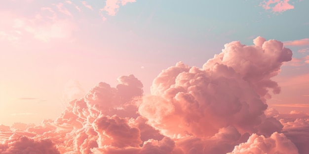 写真 tranquil scene of a sky adorned with soft pink clouds enveloping the landscape in a serene and peaceful ambiance inviting moments of quiet contemplation and inner tranquility