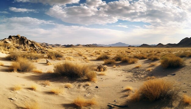 写真 乾燥したアフリカの静かな風景 砂丘と人工知能によって生成された山脈が出会う