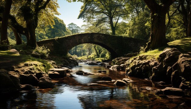 Photo tranquil scene of old bridge reflects ancient history generated by ai