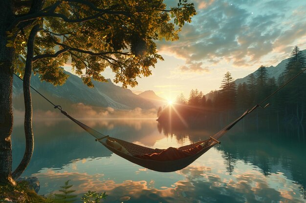 Foto scena tranquilla di una persona che si addormenta in pace