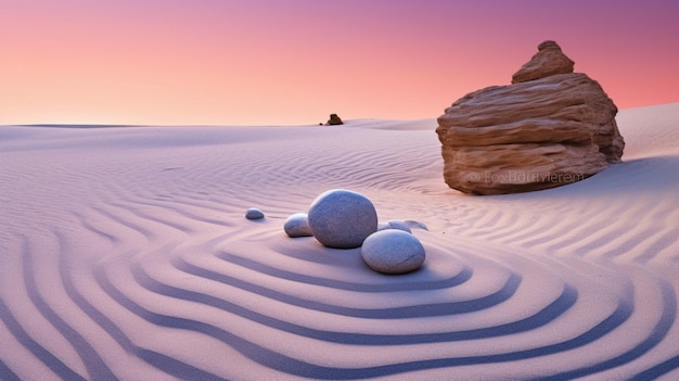 Tranquil Scene at Sunset Calm Reflection on Pebble Beach