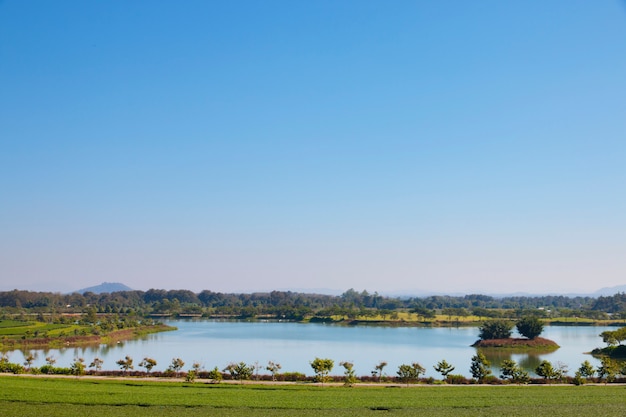 Tranquil scenery of lakeside park