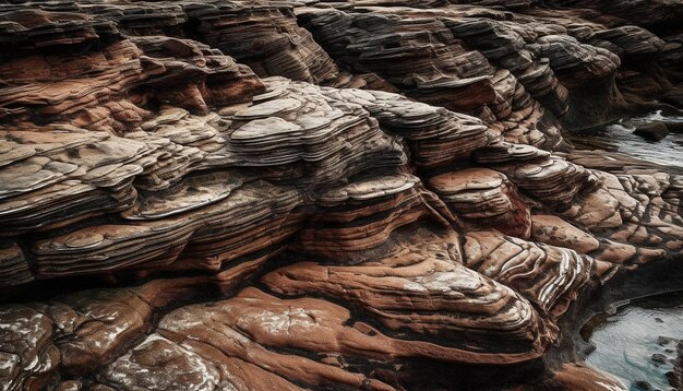 Tranquil seascape eroded sandstone natural beauty abstracted generated by AI