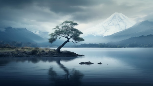 Tranquil Serenity Atmospheric Island With Tree Uhd Image