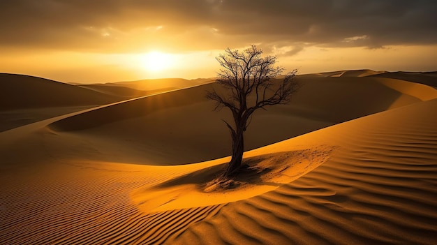 Tranquil serenity in the desert during the golden hour