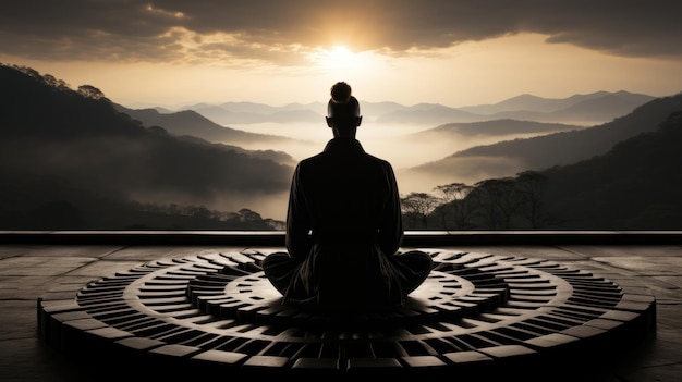 やかな静けさ美しく平和な環境での瞑想の練習 - ゲネレーティブ・AI