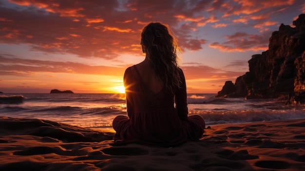 Спокойная спокойная медитативная практика в красивой и мирной обстановке Генеративный ИИ