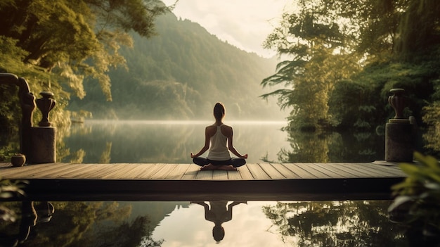 Tranquil Serenity Yoga Practice by the Tranquil Lake