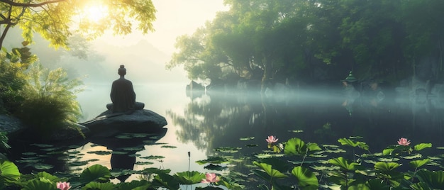 A Tranquil Setting Depicting Peace Spirituality And Faith In A Serene Visual