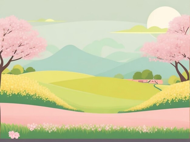 Photo tranquil springs a simple vector illustration of serene landscape background