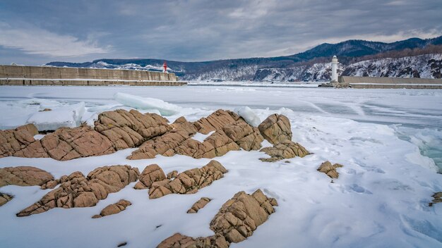 Tranquil Stone Snow Winter Landscape 