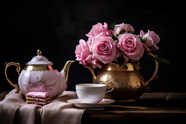 Tranquil Tea Setting with White Cups