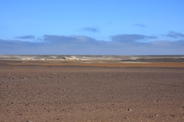 Tranquil view of desert against cloudy sky