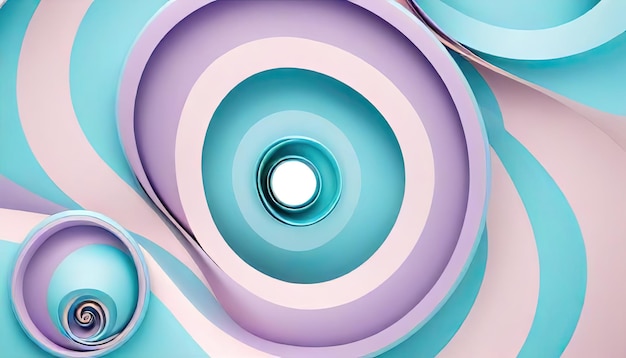 Tranquil Vortex Serene mengsel van aquamarine licht cyan en lavendel blush in hypnotiserende ring patt