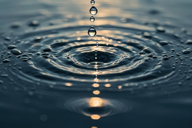 Foto gocce d'acqua tranquille e onde