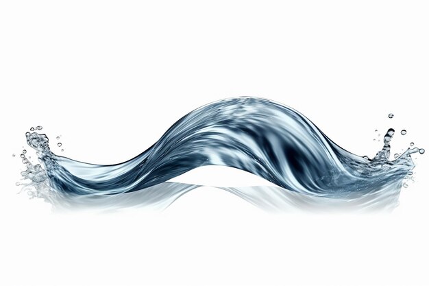 Tranquil Water Waves Smooth Flow Isolated on White Background