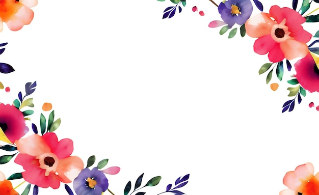 Tranquil Watercolor Flower Frame Background