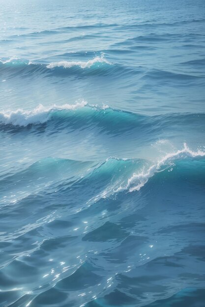 Photo tranquil waves embracing serenity in a beautiful light blue background