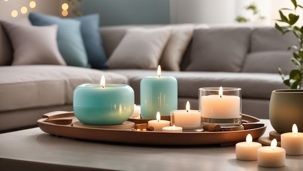 Tranquil Wellness Haven Visualize an Oasis of Serenity with Aroma Diffuser and Lit Candles