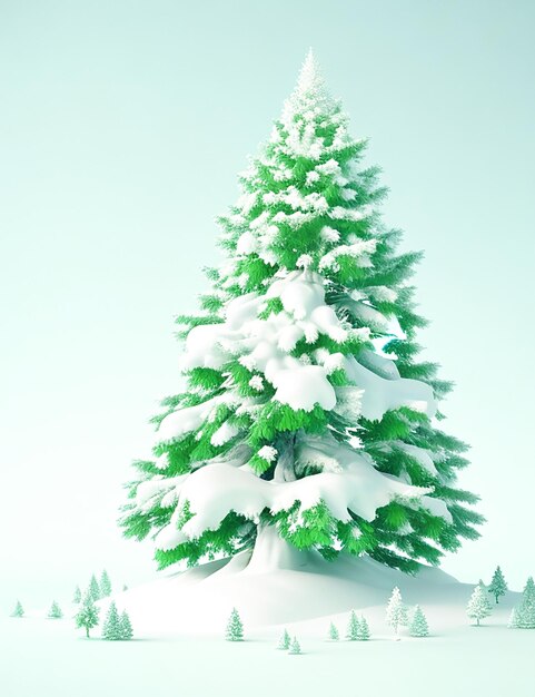 Tranquil winter forest snow covered pine trees generated by AI