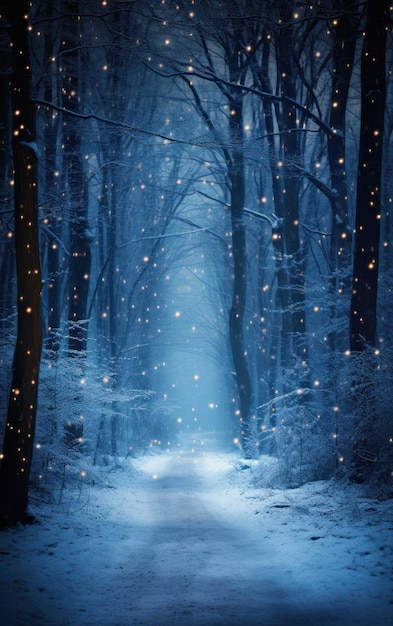 Tranquil winter scene with a snow covered forest path