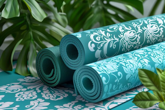 Photo tranquil yoga mat mockup for wellness and fitness