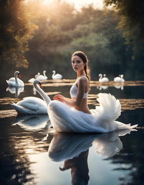 Photo tranquil yoga moment by the pond