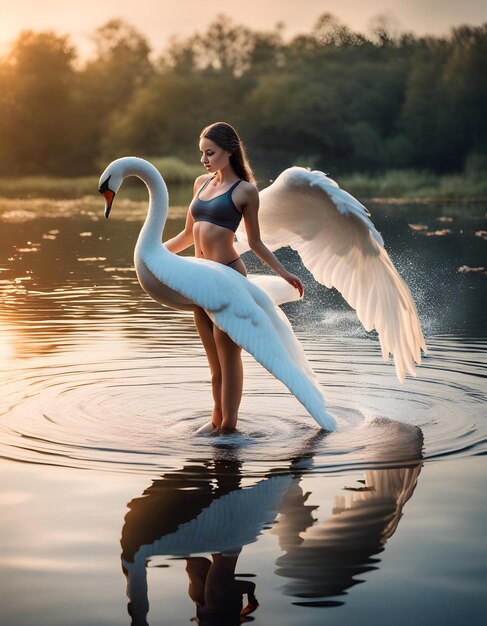 Photo tranquil yoga moment by the pond